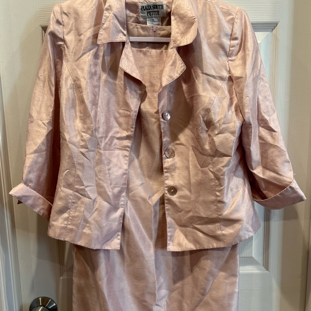 Plaza South Petite Pink Blazer and Skirt Set